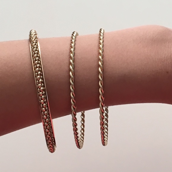 Set of 3 gold bracelets - Picture 1 of 2